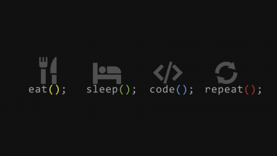 Eat, Sleep, Code, Repeat, Black background, Programmer quotes
