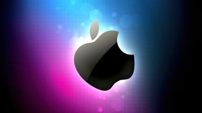 Apple logo, Gradient background, Colorful background, Glowing