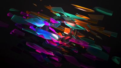 Gamut, Shapes, Colorful, Spectrum, Black background, Split, Circle, Glass, Multicolor, 5K