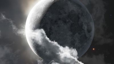Moon, Clouds, Lunar occultation, Moon-Mars occultation, Composition, 5K, 8K