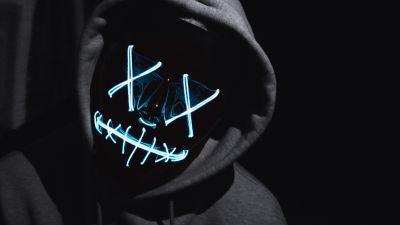 Anonymous, LED mask, Man, Dark background