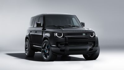 Land Rover Defender 110 V8 Bond Edition, Bond Cars, 2021, Monochrome, Black Edition, 5K, Black and White