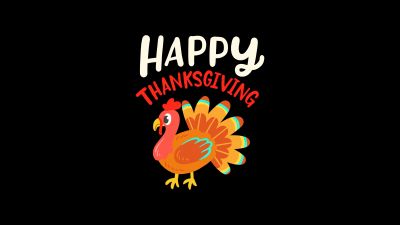 Happy Thanksgiving, AMOLED, Thanksgiving Day, Black background, 5K