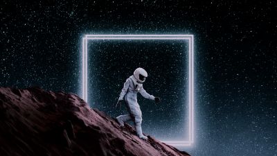 Spaceman, Astronaut, Illustration, Another World, Mars, Concept, Stars, Science fiction