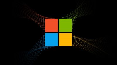 Windows logo, Black background, Minimal