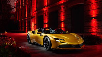 Ferrari SF90 Spider, Plug-In Hybrid, Sports cars, 2021, 5K, 8K