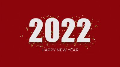 2022 New Year, Happy New Year, Red background, 5K