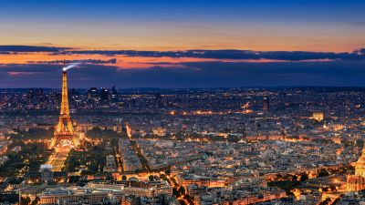 Eiffel Tower, Paris, Arc de Triomphe, Les Invalides, Aerial view, Panorama, Cityscape, 5K, 8K