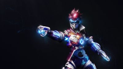 Tracer, Artwork, Overwatch, Dark background