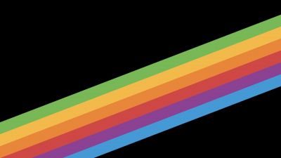 Stripes, Multicolor, Ribbon, Black background, iOS 11, Stock