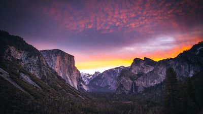 Yosemite National Park, 5K, Yosemite Valley, Landscape, Sunset, Dusk, Forest