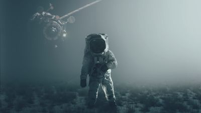 Astronaut, Alone, Fog, Exploration, Moon, Surface, Spacecraft, Satellite, 5K
