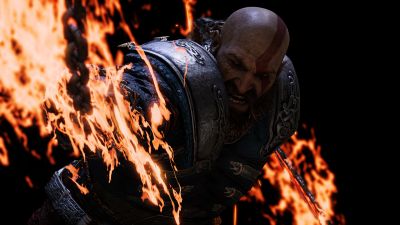 Kratos, Rage, God of War, Fire