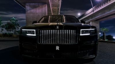 Rolls-Royce Black Badge Ghost, Black cars, 2022, 5K