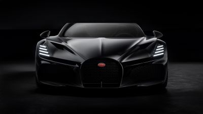 Bugatti W16 Mistral, Black cars, Roadster, Hypercars, 2024, Dark background, Black cars, 5K, Dark aesthetic