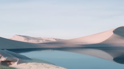 Desert, Landscape, Windows 11, Lake, Sunny day