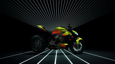 Ducati Streetfighter V4 Lamborghini, Lamborghini Huracán STO, Sports bikes, Black background, 2022, 5K, 8K