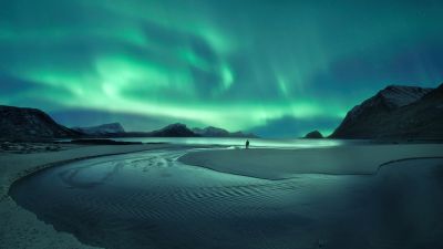 Northern Lights, Aesthetic, Aurora Borealis, Norway, Alone, Scenic, Evening sky, Motorola Edge 30 Neo, Stock