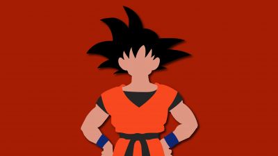 Son Goku, Dragon Ball Z, Red background, 5K