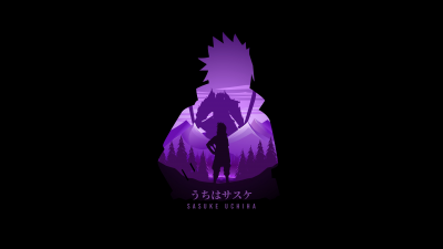 Sasuke Uchiha, AMOLED, Naruto, Minimal art, Black background