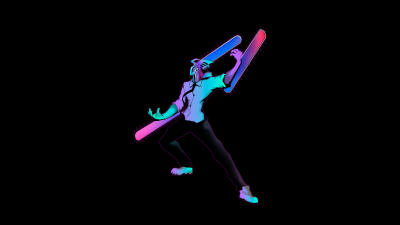Chainsaw Man, Neon art, Denji, Dark background, AMOLED