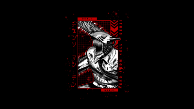 Denji, Chainsaw Man, Dark background, AMOLED