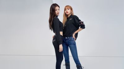 Lisa, Jennie, Blackpink, K-Pop singers, White background, 2022