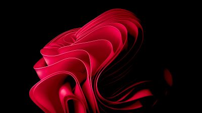 Windows 11, Stock, Red abstract, Black background, AMOLED