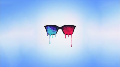 Cool glasses, Drippy Sunglasses, 3D Psychedelic, Low poly, Blue abstract, Drippy