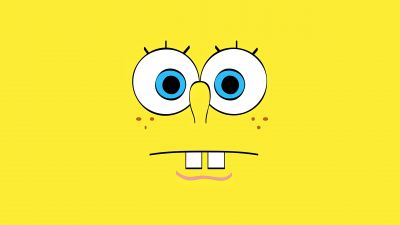 SpongeBob, Yellow background, Minimalist, 5K