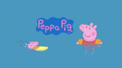 Peppa Pig, George Pig, TV show, Cartoon, Blue background