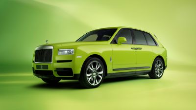 Rolls-Royce Cullinan, Lime Green, Green background, 5K, 8K