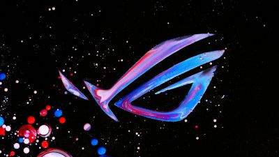 ASUS ROG, Colorful logo, Republic of Gamers logo, ROG symbol, Black background, Milky Way