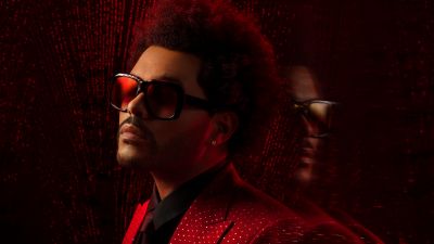 The Weeknd, Canadian singer, Red background, 5K