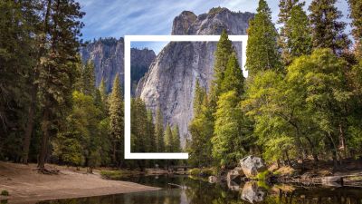 Forest, Yosemite National Park, Geometric, Square, Lake, Mountains, 5K, Natural Abstraction