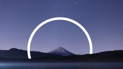 Mount Fuji, Night, Japan, Mountain Peak, Stars in sky, Natural Abstraction