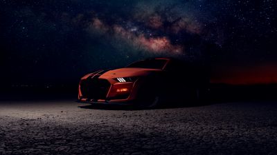 Ford Mustang Shelby GT500, Starry sky, Night, 5K, 8K
