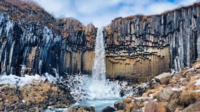Svartifoss waterfall, Svartifoss Trail, Iceland, Vatnajökull National Park, 5K