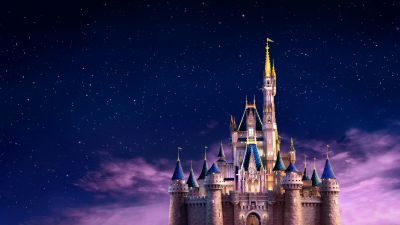 Cinderella Castle, Walt Disney World, Magic Kingdom Park, Theme Park, Bay Lake, Florida, 5K, Starry sky