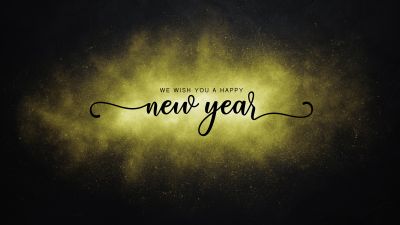 Happy New Year, New Year wishes, New year greetings, Dark background, 5K