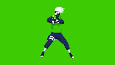 Kakashi Hatake, Naruto, Minimal art, Green background, 5K, 8K
