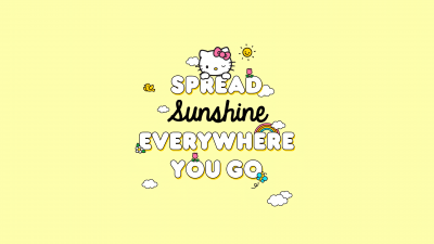 Spread sunshine, Hello Kitty background, Yellow background, Hello kitty quotes