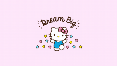 Dream Big, Inspirational quotes, Hello Kitty background, Pink background