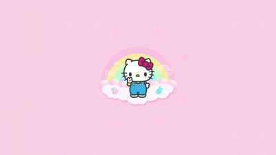 Hello Kitty, Minimalist, Pink background, Hello Kitty background, 5K, Cartoon