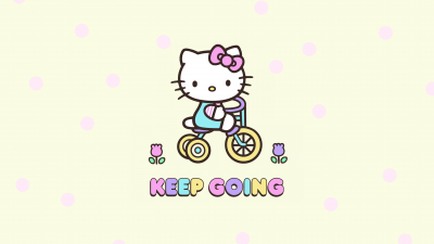 Keep going, Hello Kitty background, Inspirational quotes