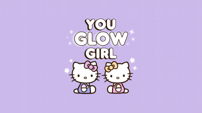 You glow girl, Cute hello kitties, Purple background, Hello Kitty background, Girly backgrounds