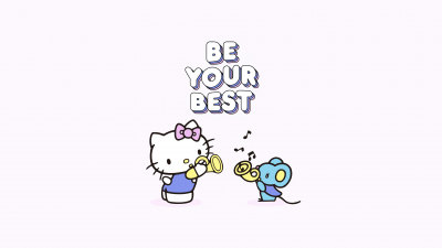Be your best, Hello Kitty background, White background, Sanrio