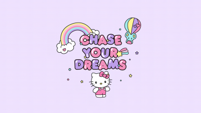 Chase your dreams, Hello Kitty background, Pink abstract, Sanrio