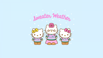 Sweater Weather, Winter, December, Hello Kitty background, 5K