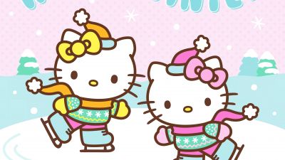 Hello winter, Hello Kitty background, Cute hello kitties